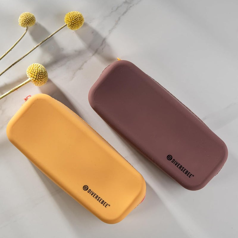 DIVERSEBEE Soft Silicone Pencil Case, Aesthetic Pencil Pouch with Zipper, Cute Pen Bag for School, Bible Journaling Supplies and Accessories, Pencil Organizer (Mango) - Image 5